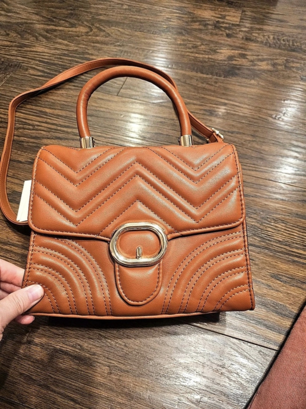 KAYLA AVA Quilted Shoulder Bag in Brown NWT